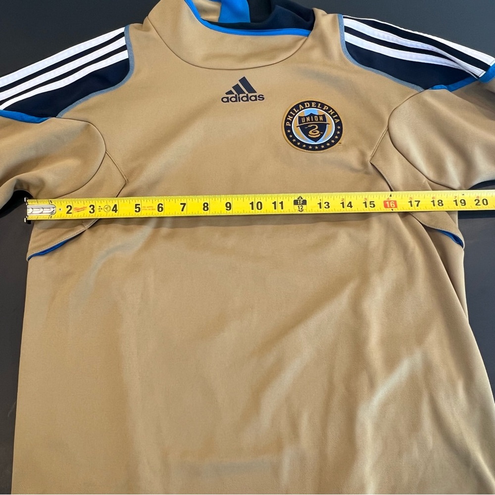 Adidas Philadelphia Union Football Tan Navy Soccer Training Jersey Mens Small - Picture 14 of 15